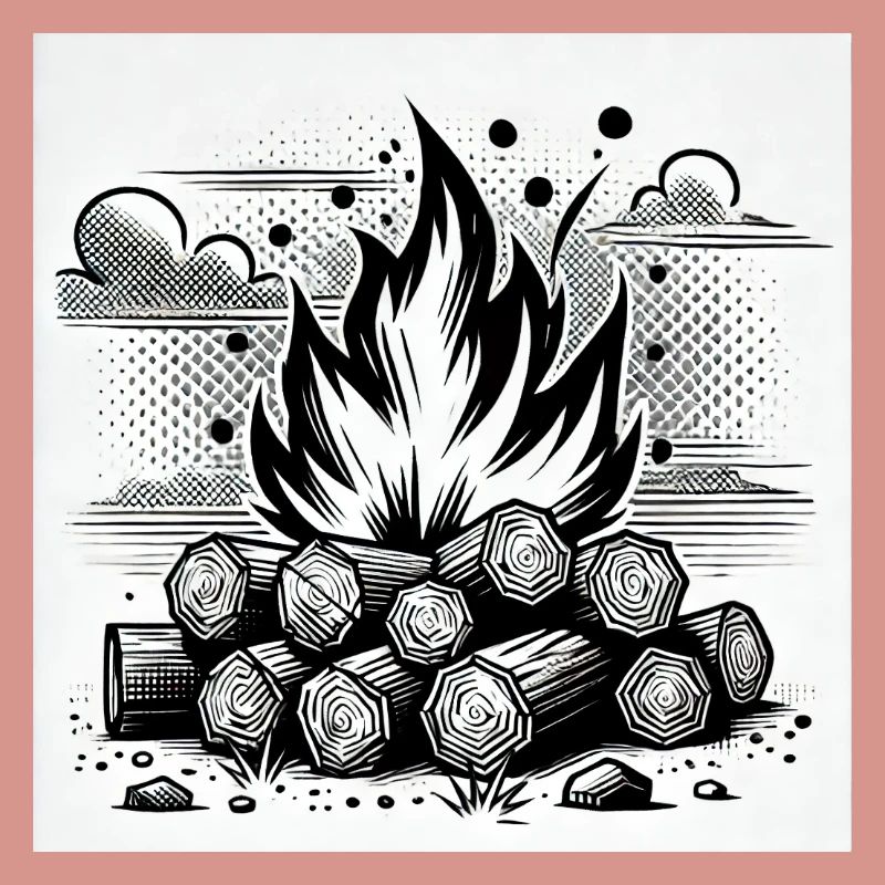 Campfire in comic book style: warmth & atmosphere