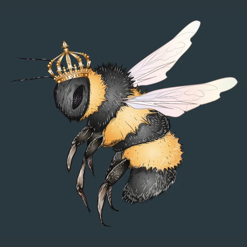 Zeichnung einer fliegenden Hummel mit Krone