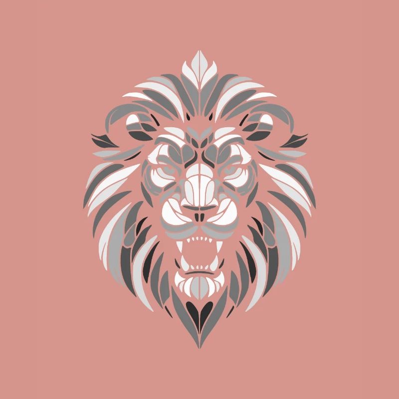 Black and white lion head geometric patterns