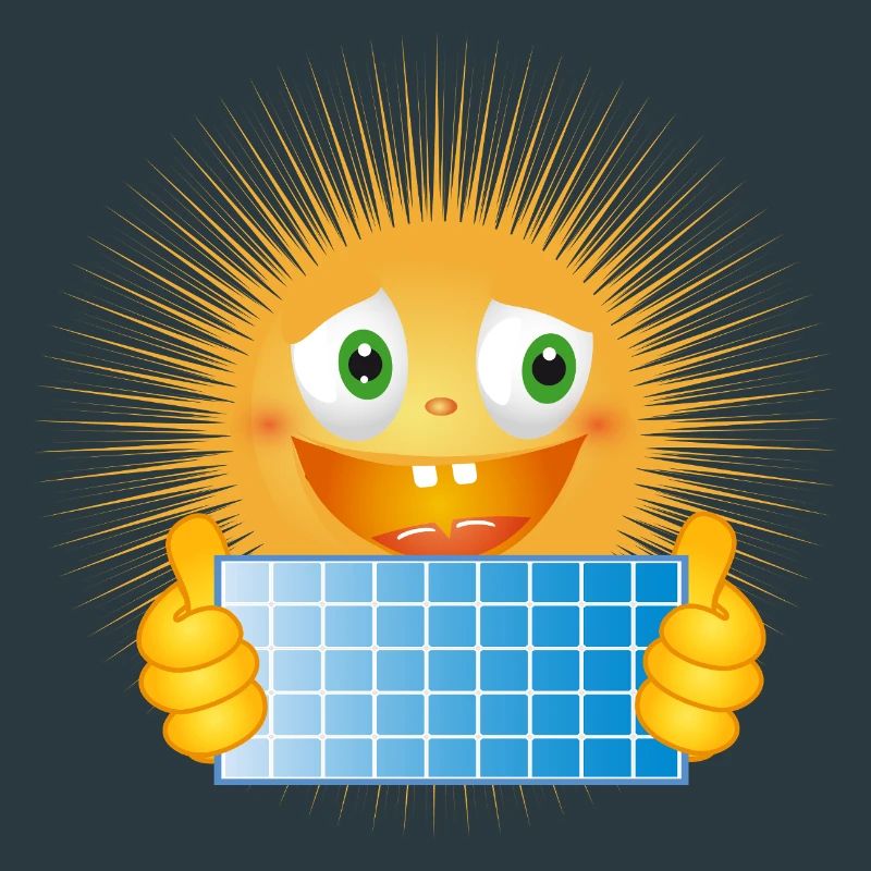 Bright sun with solar panel