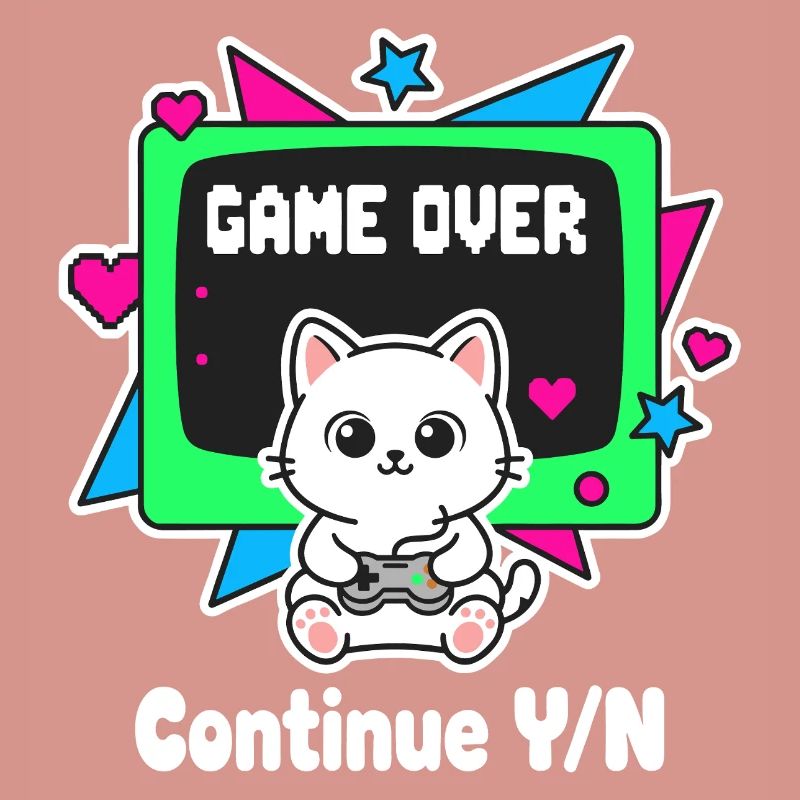Retro Katzen Controller Game Over