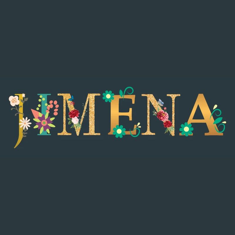Le nom de JIMENA est décoré de fleurs