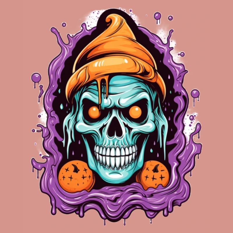 Graffiti Skull mit Halloween-Elementen