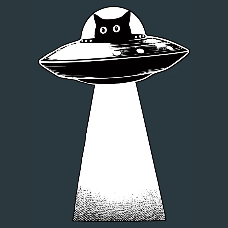 Cat Invasion UFO Alien Space Galaxy 3D Effect Cut