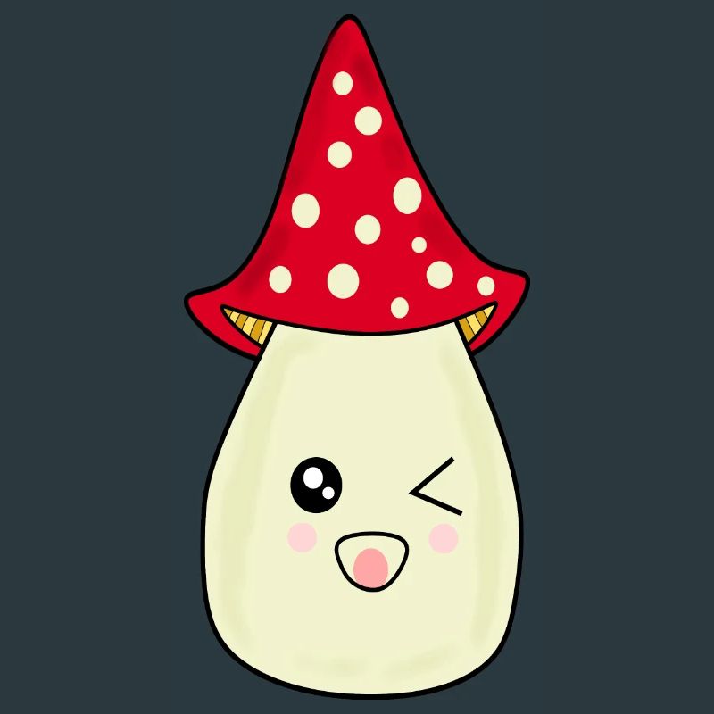 Kawaii Mushroom Toadstool cute red with face