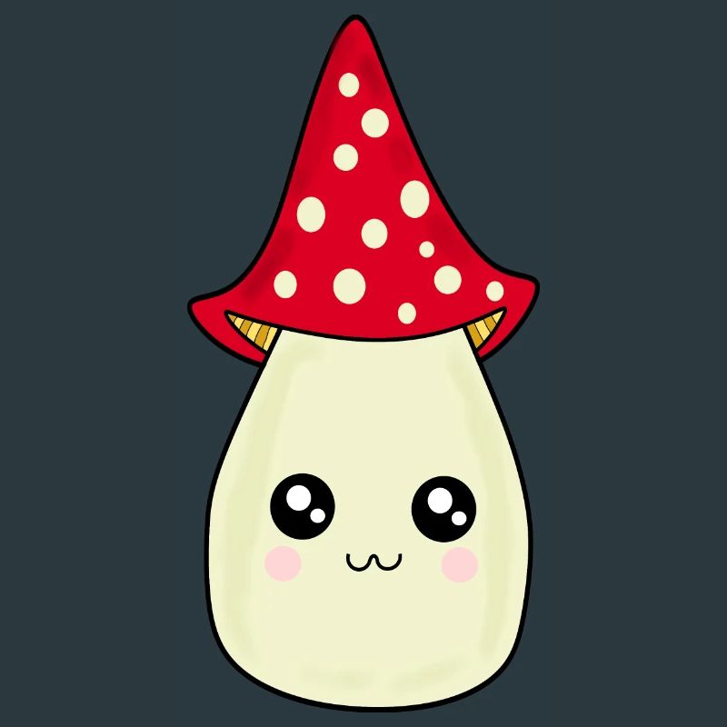 Kawaii champignon Toadstool mignon rouge avec visage