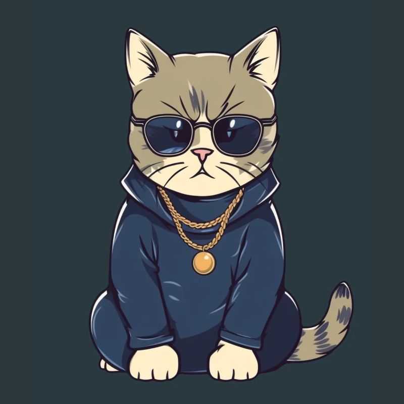Chat avec lunettes de soleil et sweat à capuche