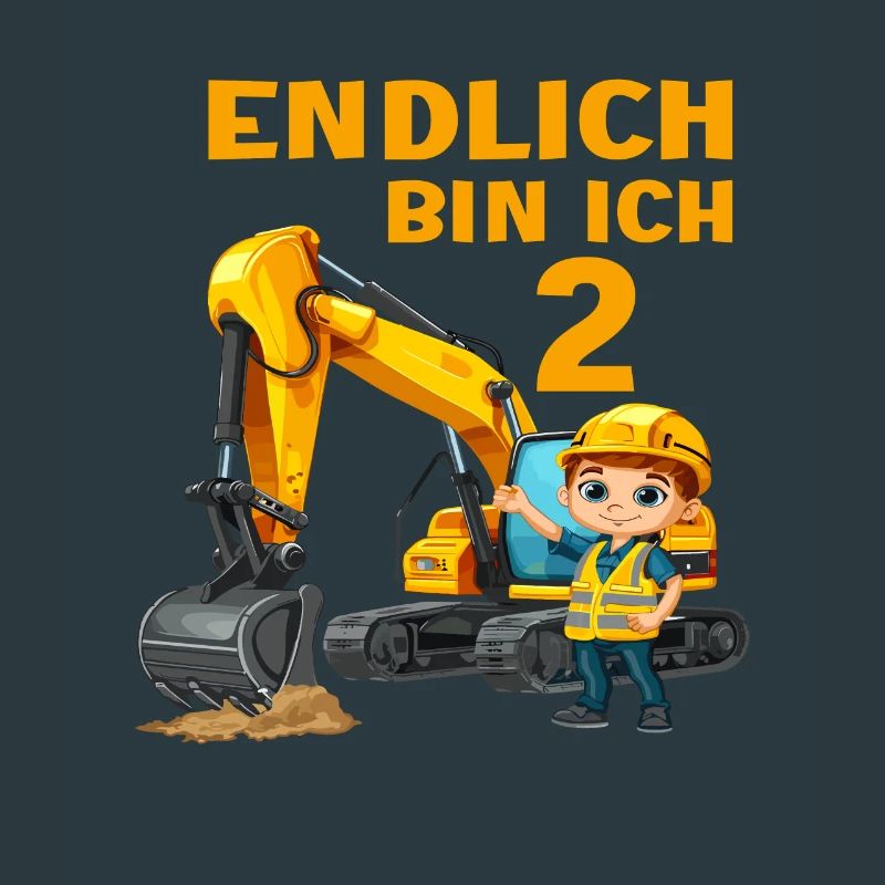 2 Geburtstag Baggerfahrer Bagger Bauarbeiter
