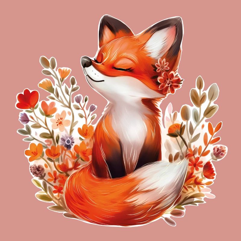 Fuchs mit Blumen