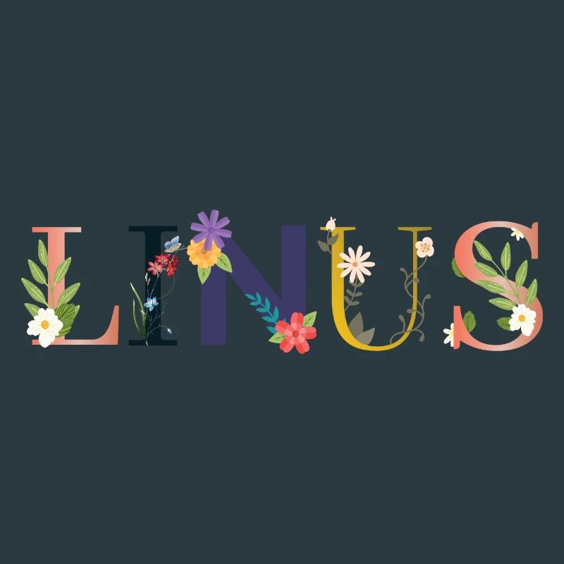 Le nom de LINUS est décoré de fleurs