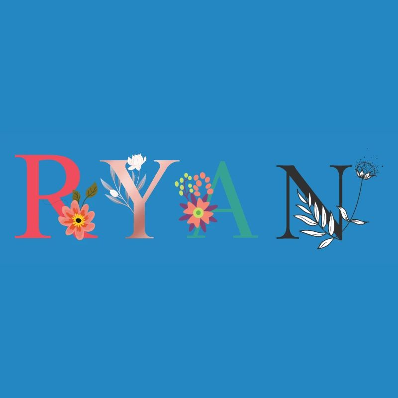 RYAN Nom Art avec fleurs brodées