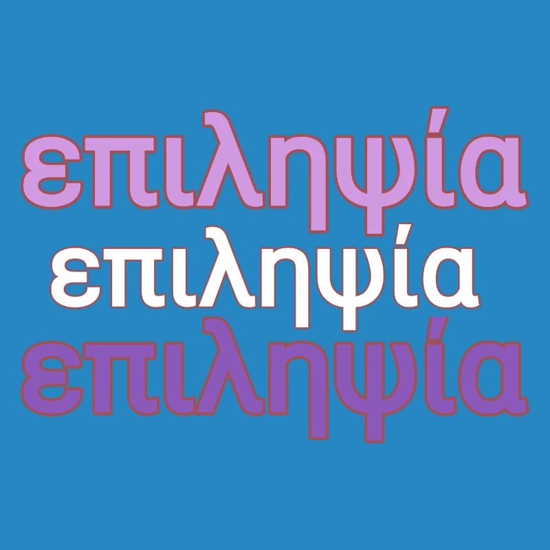 Epilepsie Lila Text in Griechisch. επιληψία
