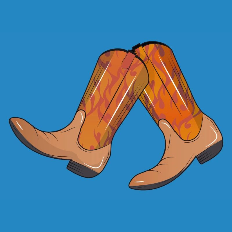extravagant western boots with flame pattern