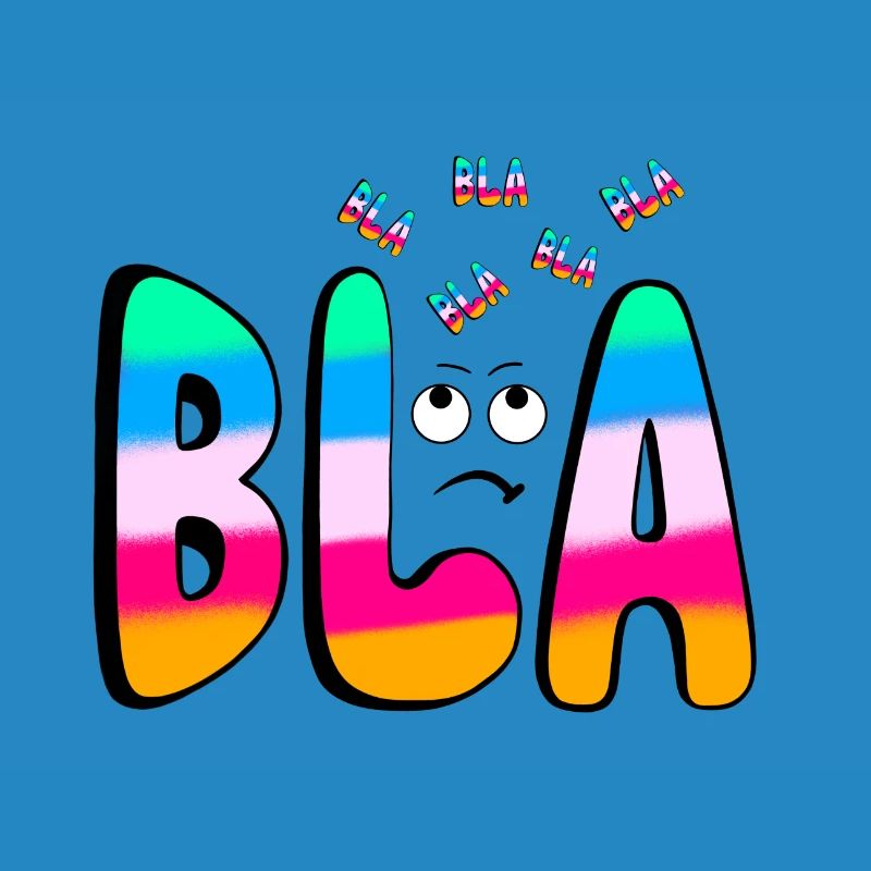 BLAH BLA BLA Rainbow font on black