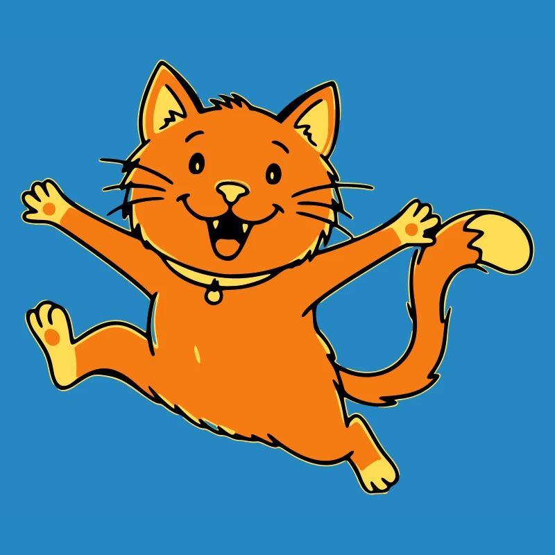 Fröhliche Cartoon Katze springend