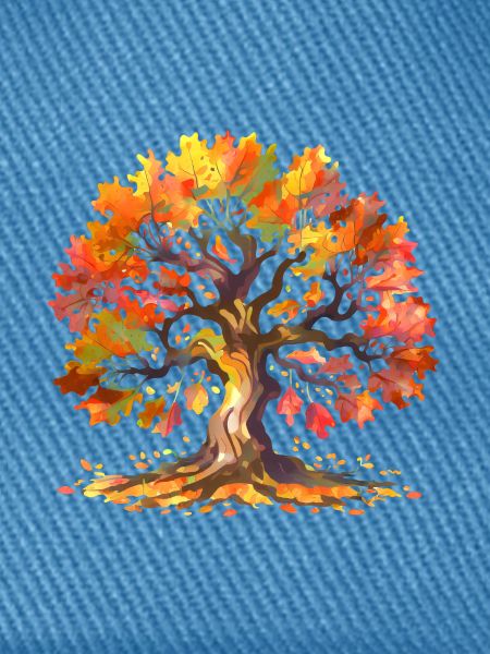 Eiche mit Herbstlaub Aquarell