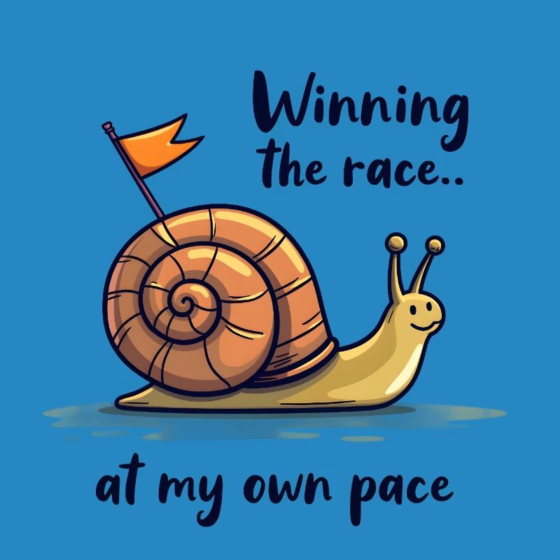Escargot avec drapeau « Gagner la course »