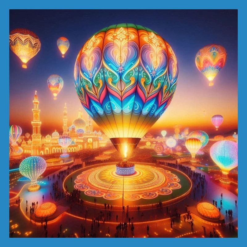 Ätherischer lumineszierender Heißluftballon