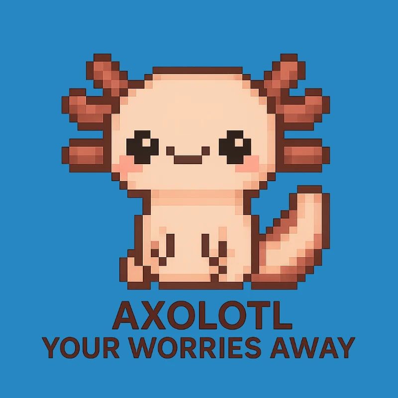 Pixelart Axolotl mit Witztext