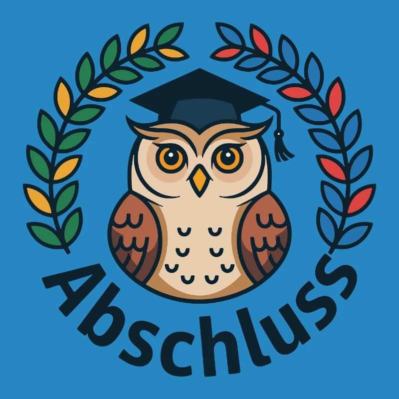 Abschluss-Eule mit Kranz und Mütze