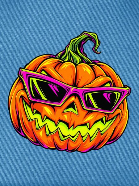 Neon Kürbis mit Sonnenbrille