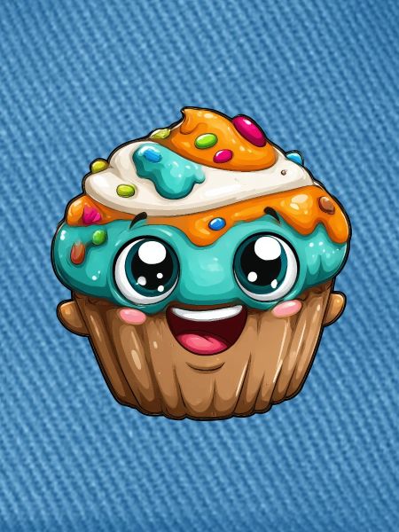 Kawaii Cupcake Cartoon Gesichter