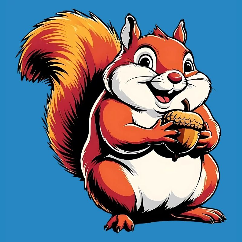 Witziger Eichhörnchen CartoonMit Eichel