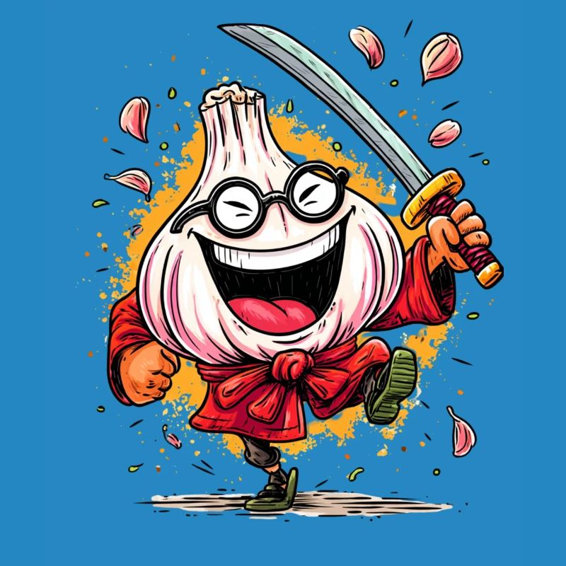 Furchtloser Knoblauch Samurai Heldencharakter