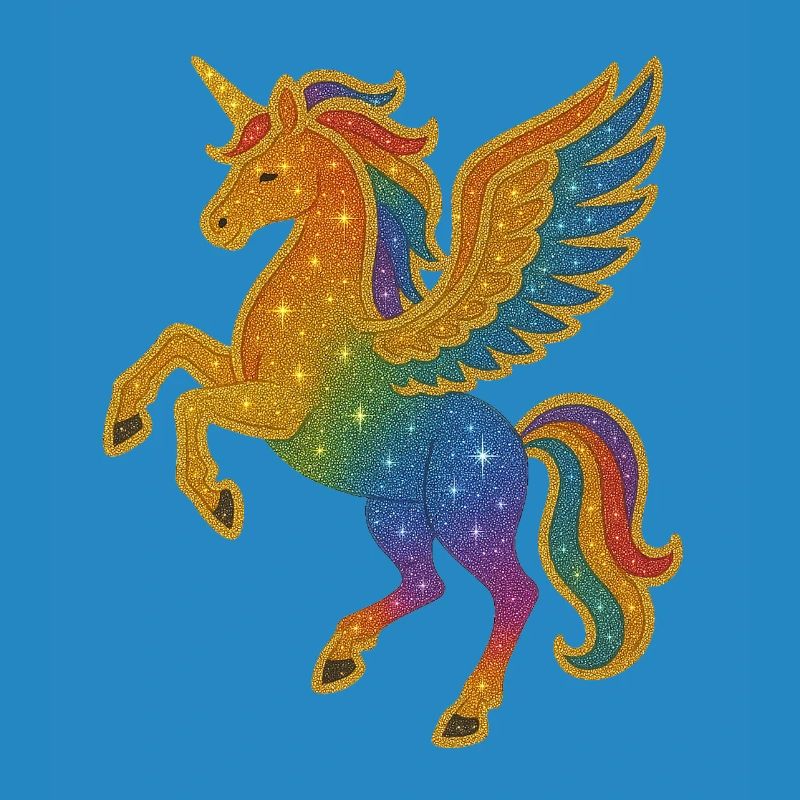 Glitzernde Regenbogen-Pegasus-Illustration