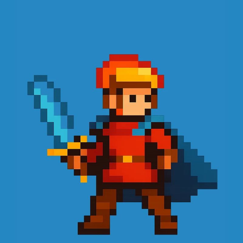 Chevalier Pixel avec épée et cape