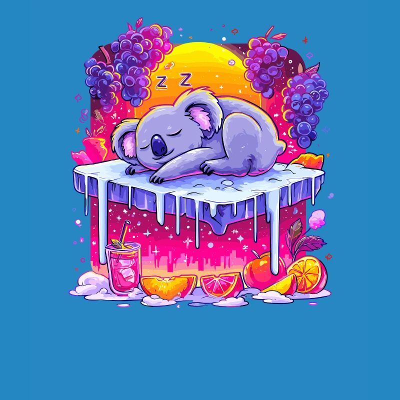 Schlafender Koala auf Neon Eiscreme
