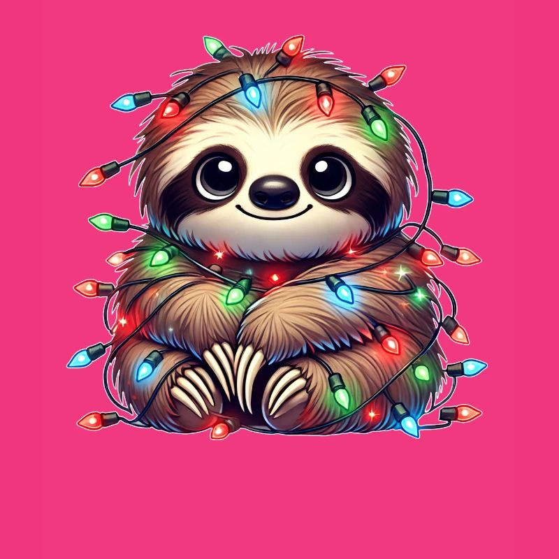 Cute Sloth Christmas String Lights