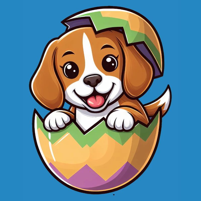 Oeuf de Pâques coloré avec conception de Beagle à éclosion