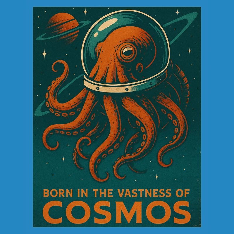 Oktopus Retro Sci-Fi Weltraum