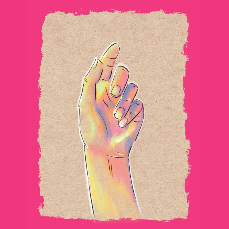 Pastellregenbogenhand