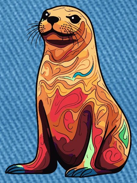 Bunter Seelöwen-Illustration