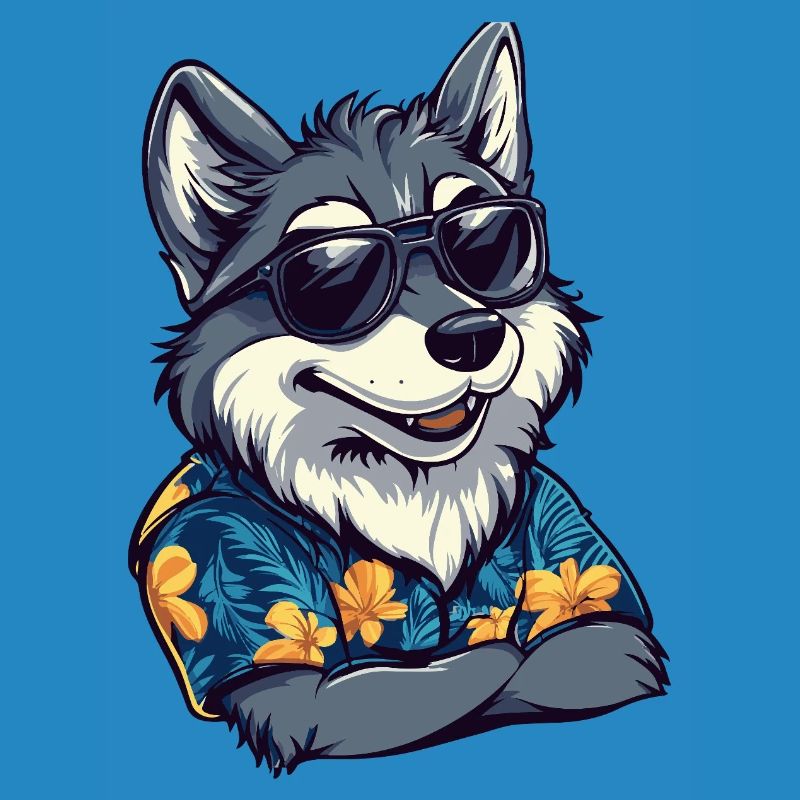 Wolf Comic Funny Summer