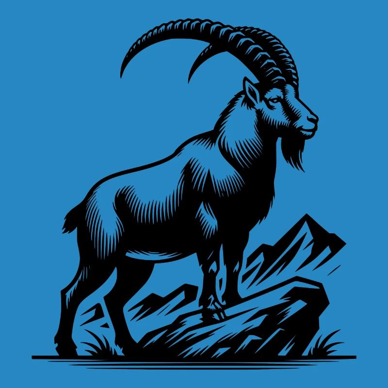 Steinbock mit gewaltigen Hörnern