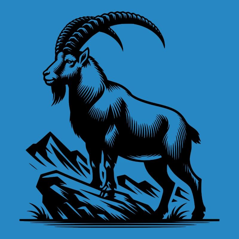 Steinbock mit gewaltigen Hörnern