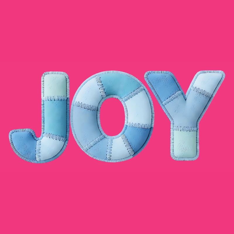 Blue Patchwork Joy Lettering