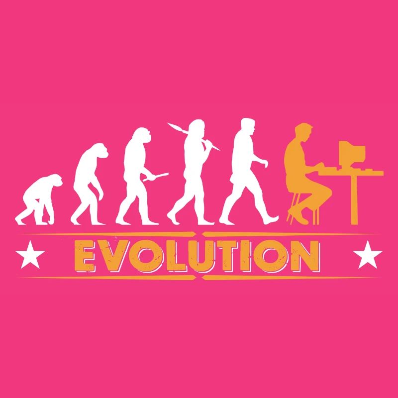 Computer Nerd Evolution - orange/weiss