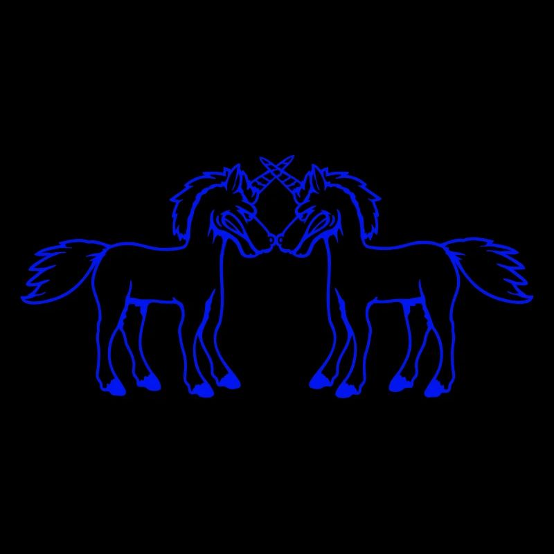 2 Einhörner Kampf Böse Wütend Angriff Duell Team