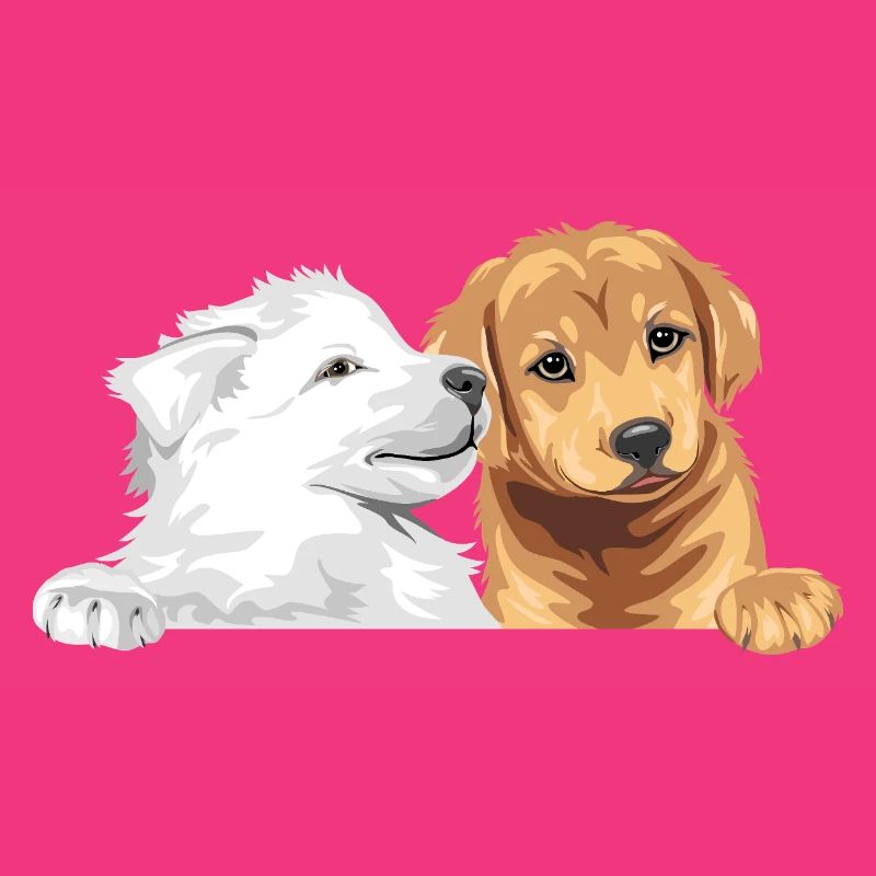 Weißer Schweizer Schäferhund und Golden Retriever
