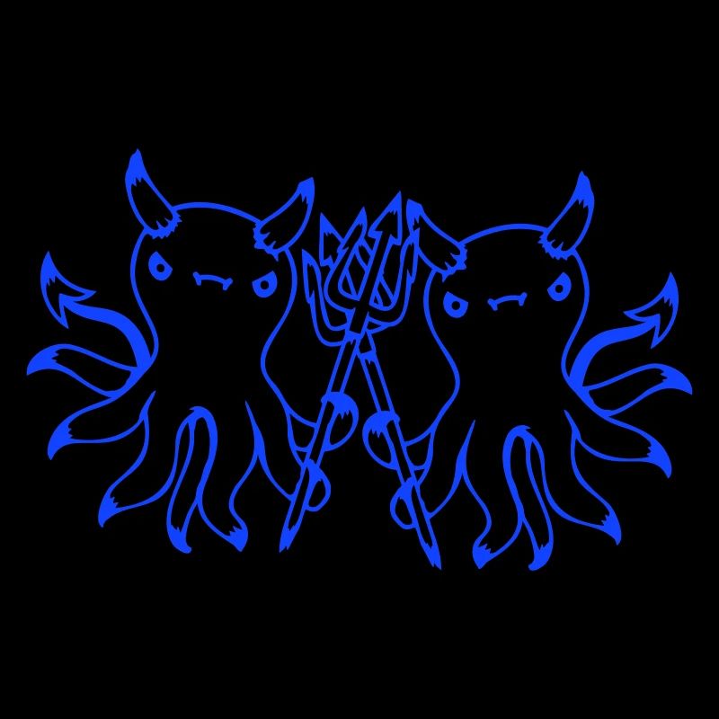 2 Octopus Devil Hell Team Friends Satan Evil Cute