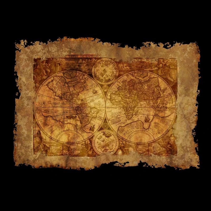 Old world map on parchment