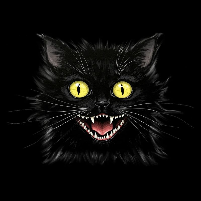 Un chat noir nerveux