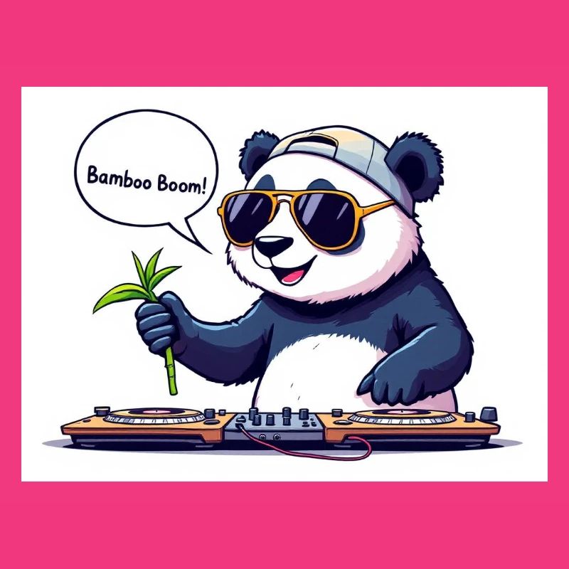 DJ Panda with Goggles and Bamboo Stick