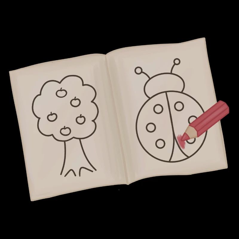 Baum und Marienkäfer Doodle Skizze