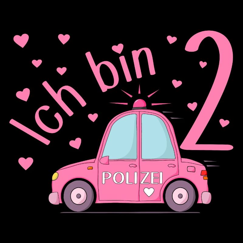 Polizeiauto Ich bin 2 Geburtstag Rosa