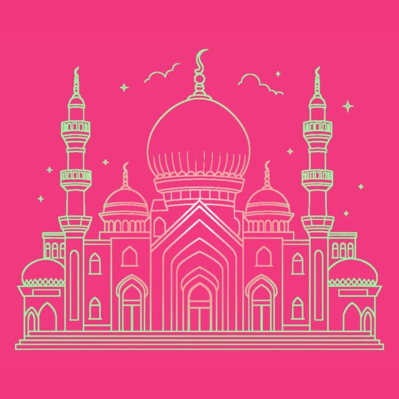 Moschee Stern Halbmond stilisiert grün oder schwarz